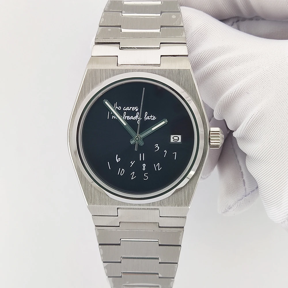 Special Dial PRX Watch Seiko nh35 Who cares i'm already late Sapphire 40MM 5Bar Dress