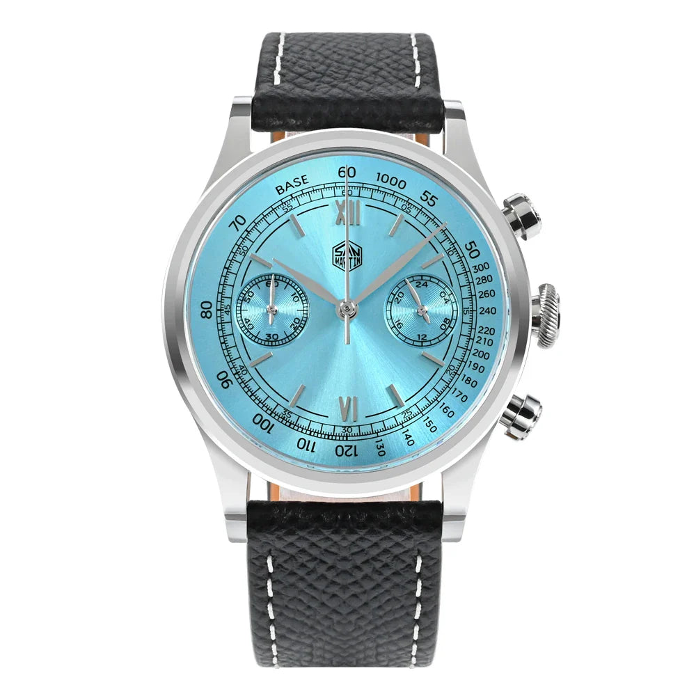 San Martin Men Quartz Watch VK64 Chronograph 38mm SN0101 Sapphire Glass Quick Release Strap 5bar