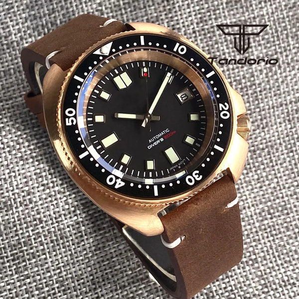 Tandorio CUSN8 Solid Bronze Turtle Watch TD239PT5000 NH35A 44mm 20bar diver Sapphire