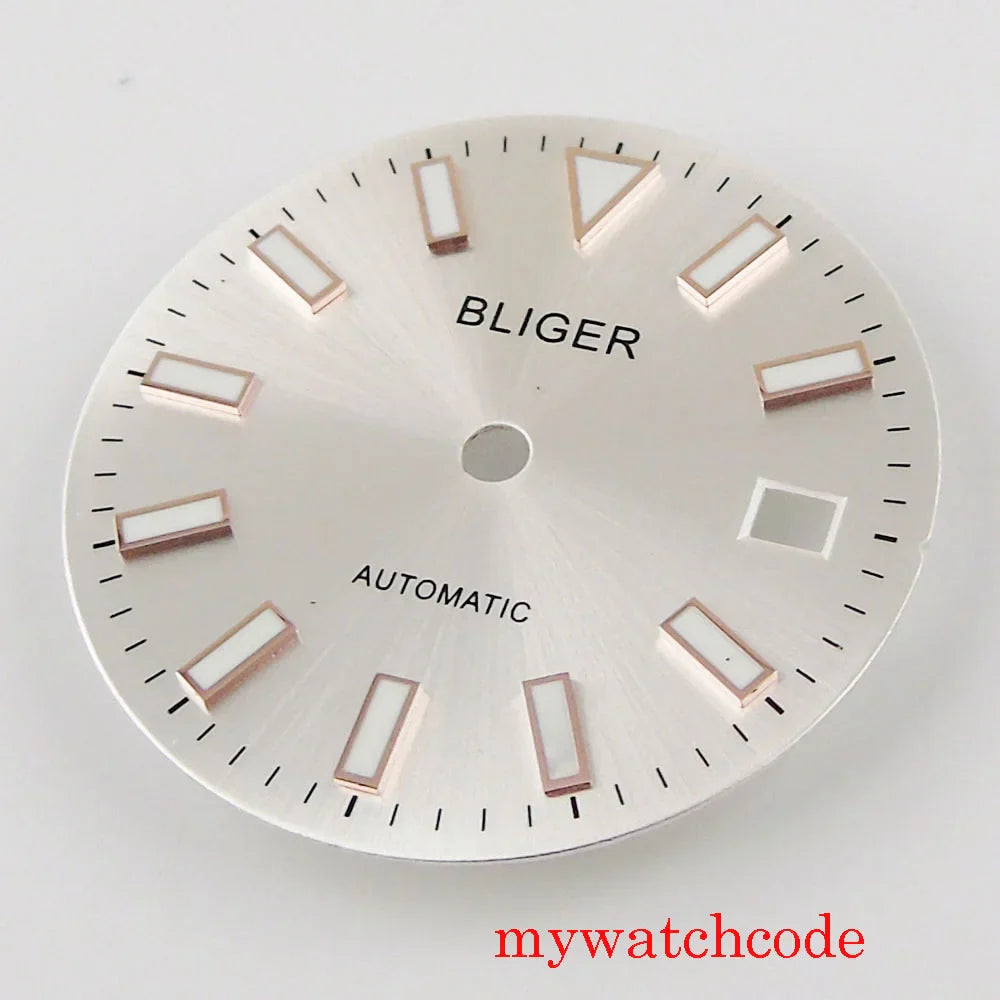 29mm stainless steel silver color sterile men watch dial with date window watch hand fit miyota 8215 movement