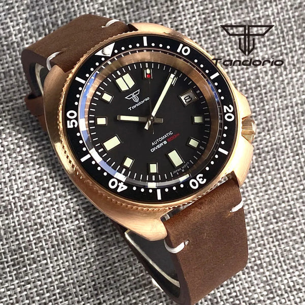 Tandorio CUSN8 Solid Bronze Turtle Watch TD239PT5000 NH35A 44mm 20bar diver Sapphire