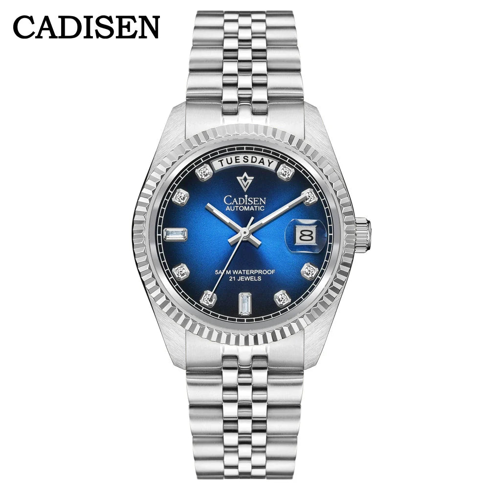 Cadisen C8228 DD38 Watch Diamond Dial MIYOTA 8285 AR Sapphire Crystal luminous 38MM 5Bar