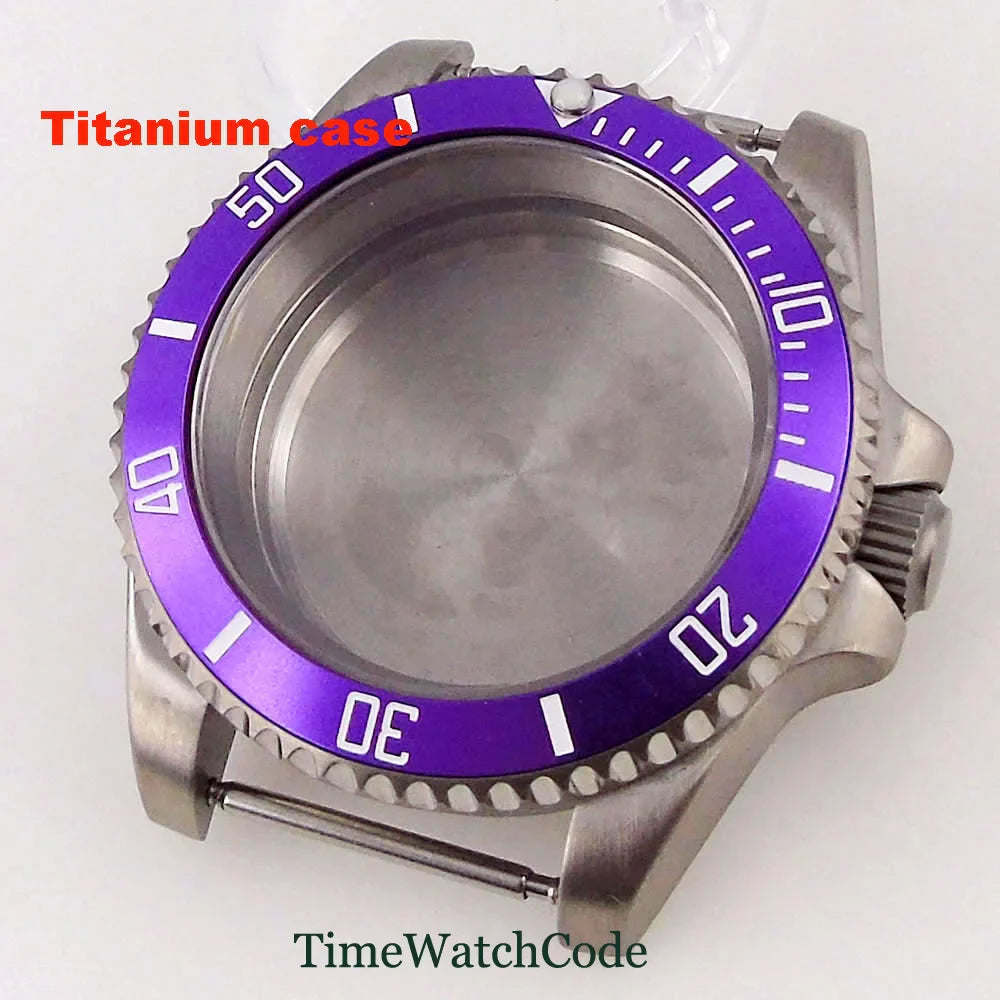 Titanium Watch Case 40mm Sub Diver 200m Waterproof Fit for NH35 NH36 ETA2824 PT5000 Antiallergry Sapphire Crystal Screw-in Crown