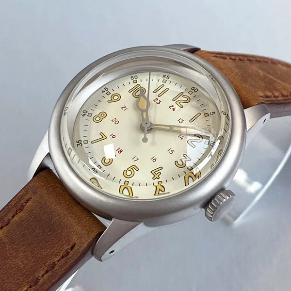 Tandorio 36mm Military Watch TD135B 20Bar NH35 Cream Dial Bouble Bow Sapphire