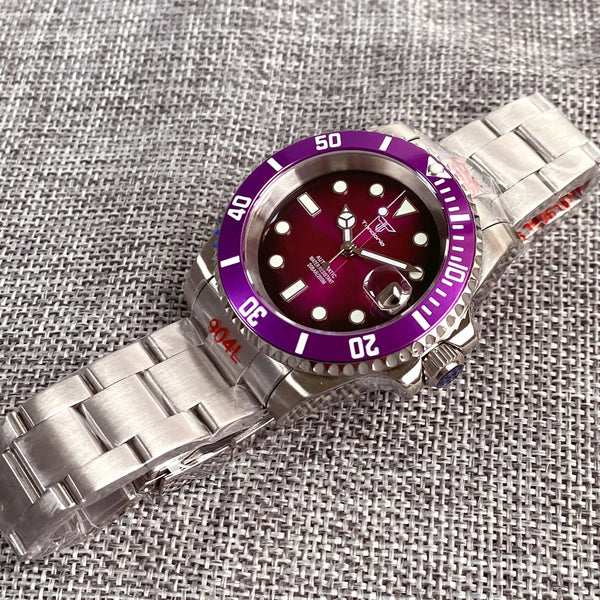 Tandorio TD203P Submariner Diver NH35A 40mm Purple20 ATM 120 Clicks Rotating Bezel Sapphire
