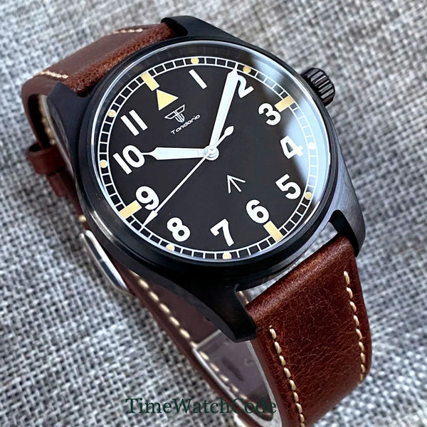 Tandorio Automatic Pilot Watch PVD Plating 39mm NH35 PT5000 20bar Sapphire TD128