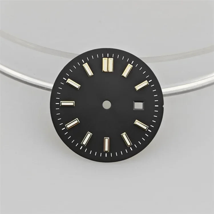 24.5MM Watch Dial Green Luminous Logbook Faces Women's Mechanical Watch Accessories for NH05 /NH06 Movement for 31mm Case