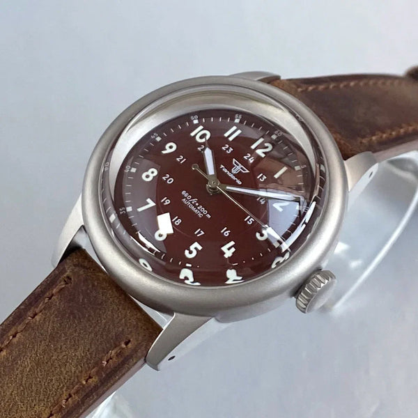 Tandorio 36mm Military Watch TD135B 20Bar NH35 Cream Dial Bouble Bow Sapphire