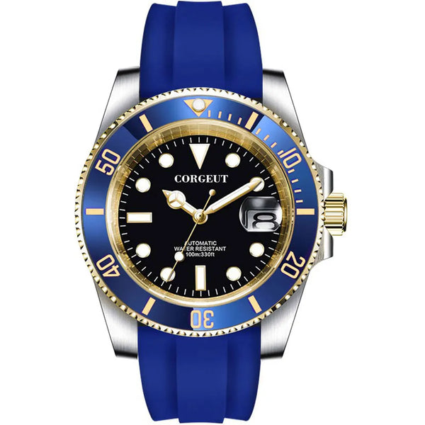 Corgeut 3002 Dive WatchNH35 / miyota 8215 40mm Yacht Watch Two Tone Gold Ceremic Bezel10bar Sapphire