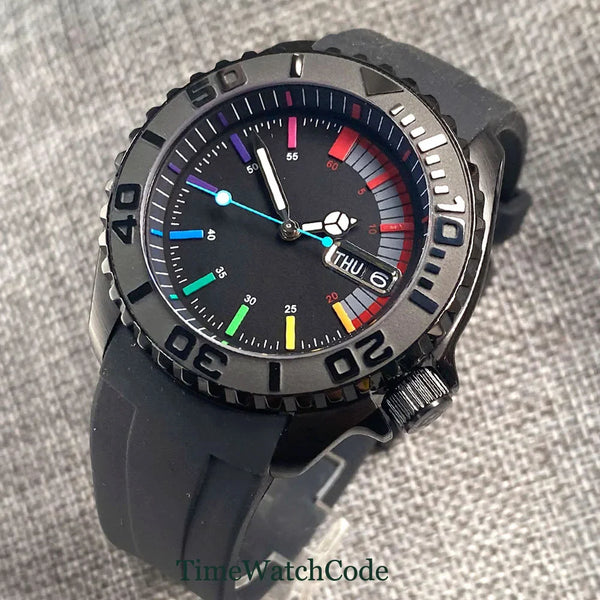 Tandorio 41mm 20ATM Diver Automatic Watch NH36 Sapphire Date TD269 PVD Yacht Watch