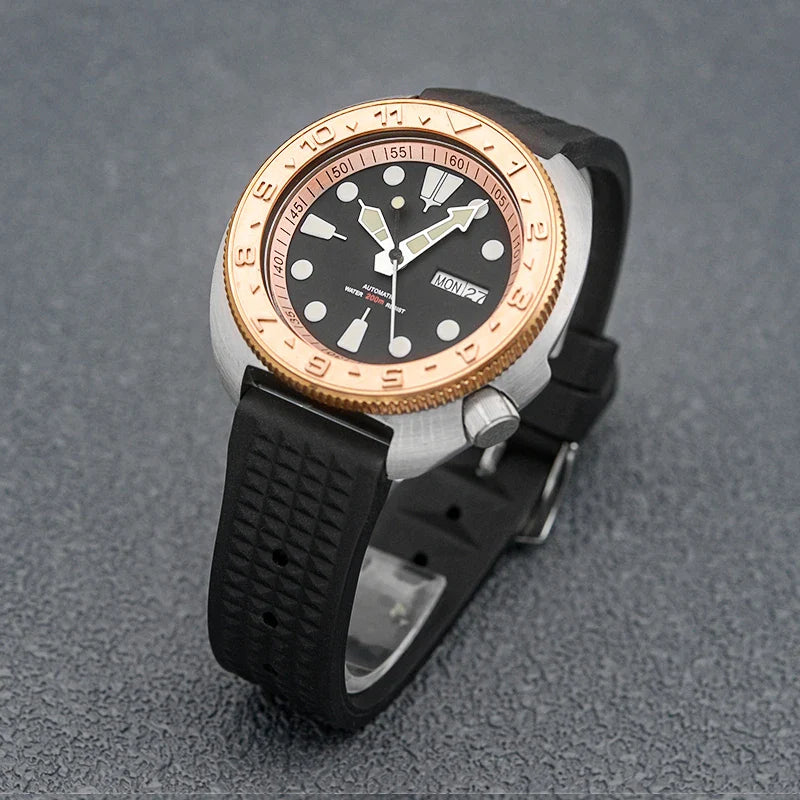 Sterile Albalone Turtle Watch Golden ceramic bezel SKX6105 6309 NH36A sapphire 20Bar