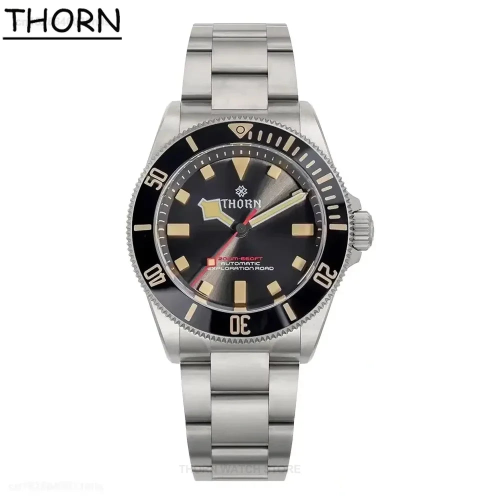 THORN SHY036 Titanium Sub Diver 39MM Vintage PT5000 Automati Sapphire C3 Super Luminous 20bar