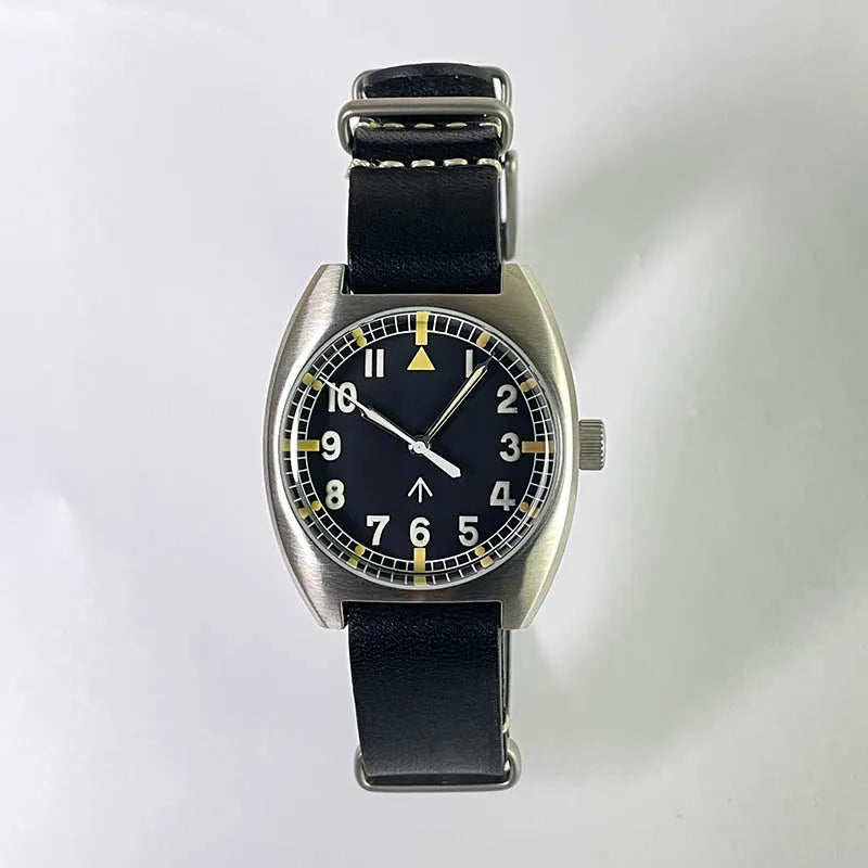 Baltany W10 Military Watch 36mm Calendar Super Luminous Leather Sapphire Stainless Steel NH35 Automatic Mechanical Wristwatches