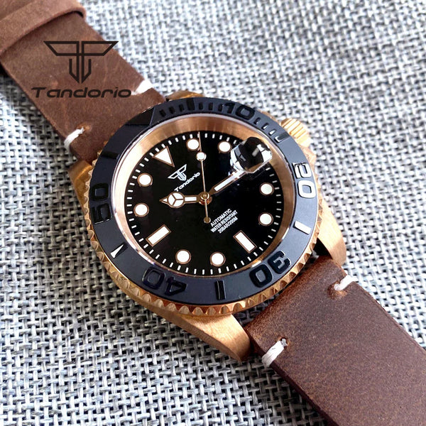 Tandorio TD232B Solid CUSN8 Bronze Watch NH35A PT500040mm Sapphire Submariner Yachtmaster