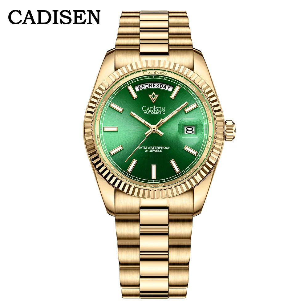 CADISEN C8215 DD40 Watches Day-Date AR Sapphir 10Bar MIYOTA 8285 Movt 40MM