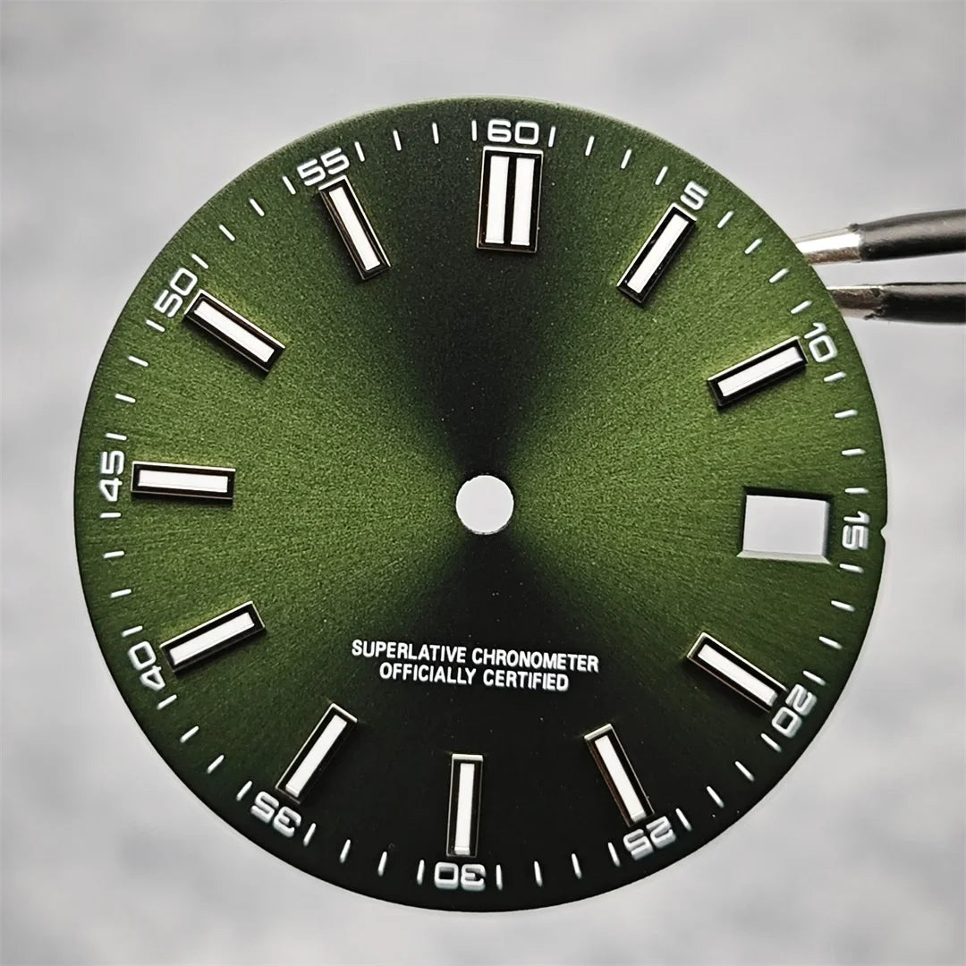 NH35 Watch Dial 28.5mm Log Modified Dial BGW9 Blue Green Luminous Watch Face Modified Watch Accessories for NH35 NH36 movements