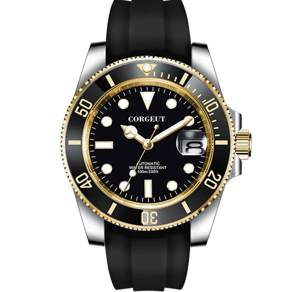 Corgeut 3002 Dive WatchNH35 / miyota 8215 40mm Yacht Watch Two Tone Gold Ceremic Bezel10bar Sapphire