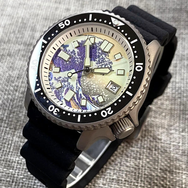 Tandorio Titanium Skx TD252 41mm NH35A 20ATMKanagawa Dial Diver Watch Sapphire