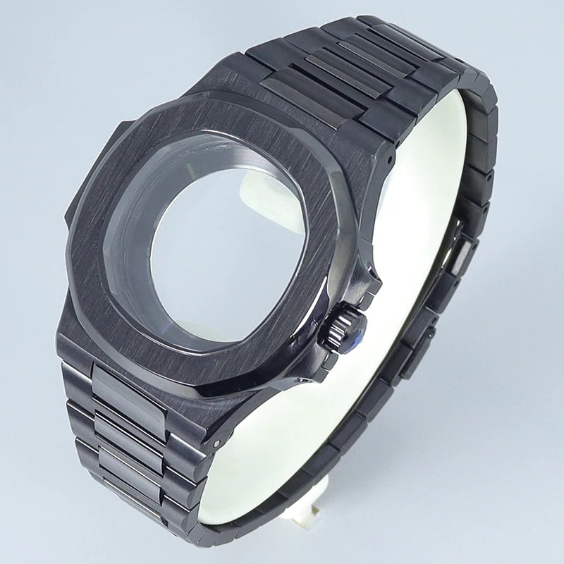 Silver/Black/Rose Gold 40mm Watch Cases Strap Parts Sapphire Glass For NH35 NH36 NH34 NH38 NH72 Movement 30.8mmDial Mod Nautilus