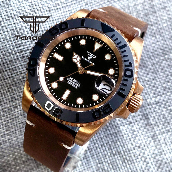 Tandorio TD232B Solid CUSN8 Bronze Watch NH35A PT500040mm Sapphire Submariner Yachtmaster