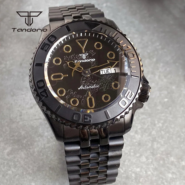 Tandorio TD265B Yachtmaster Pvd Domed Sapphire NH36 41mm Diver Dragon Pattern 20BAR