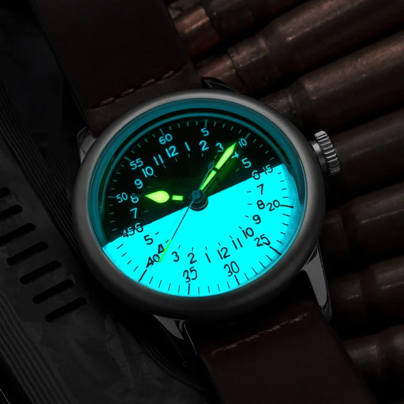 THORN SHY041 NH34 GMT Automatic Watch 36MM Pilot 15Bar Waterproof Half Luminous Dial Sapphire
