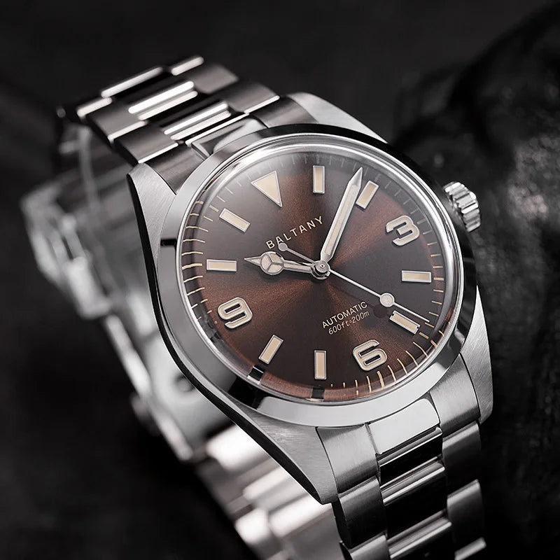 Baltany 39MM Explorer Watches Man S4035 NH38 Automatic Stainless Steel Bracelet Waterproof 200m Luxury Mechanical Wristwatch Man