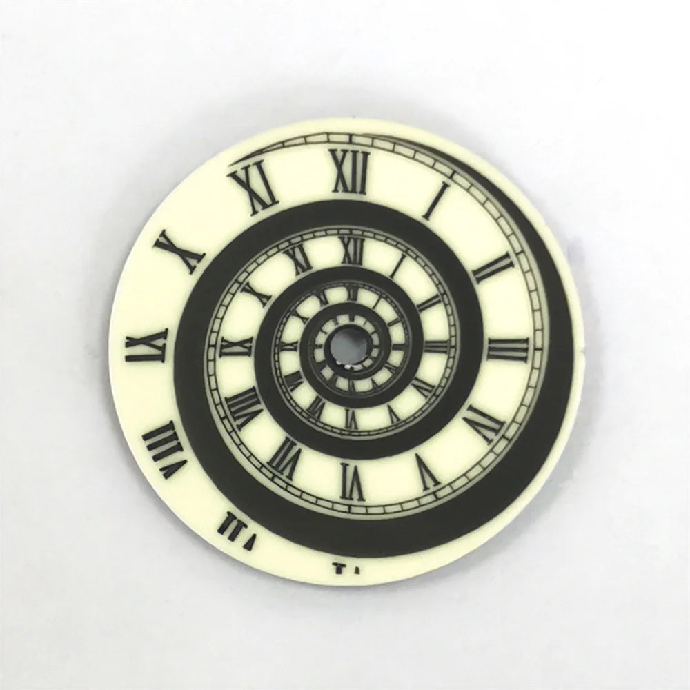 28.5MM for NH35 Dial Green Luminous Roman Scale Spiral Pattern Modified Watch Dials for NH36/4R/7S Movement Watches Accessories