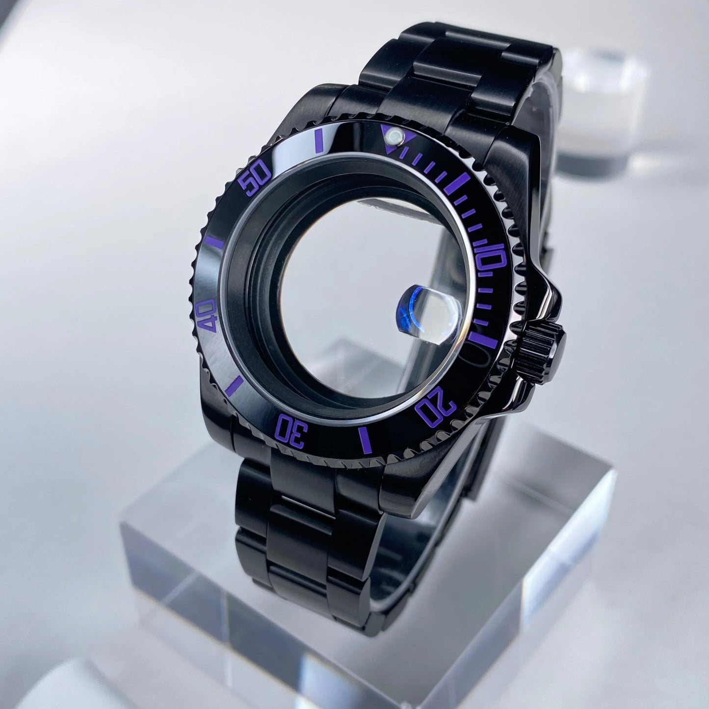 GMT/SUB NH35 watch case 40mm Black Stainless Steel High Quality Sapphire Glass Alloy/Ceramic Bezel case fit nh35 movement