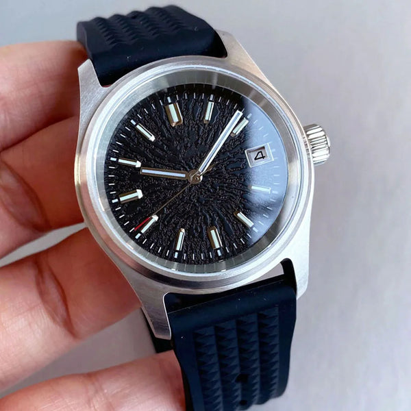 Tandorio Pilot watch 36mm TD105M Blue Red Multicolor DialNH35A Automatic 200M WR Luminous Sapphire