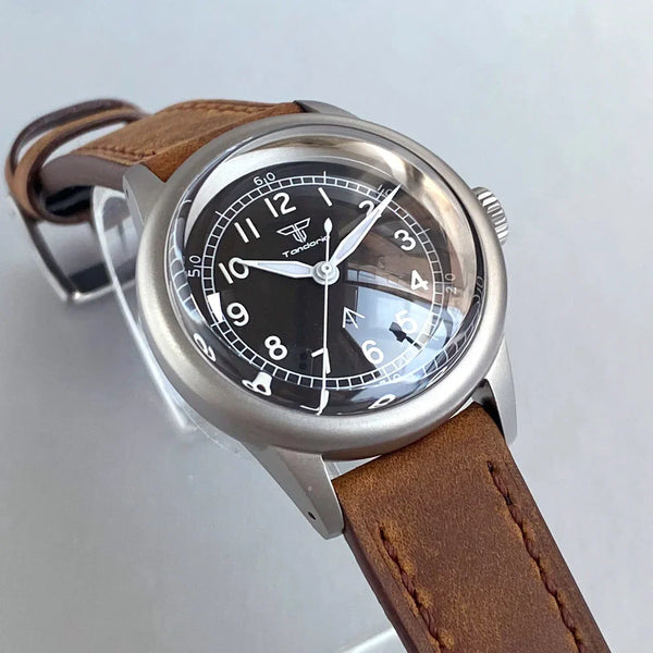 Tandorio 36mm Military Watch TD135B 20Bar NH35 Cream Dial Bouble Bow Sapphire