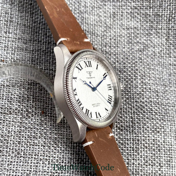 Tandorio Fluted Pilot Watch TD117A 20BARNH35 PT5000 Roman Numerals Sapphire 39mm