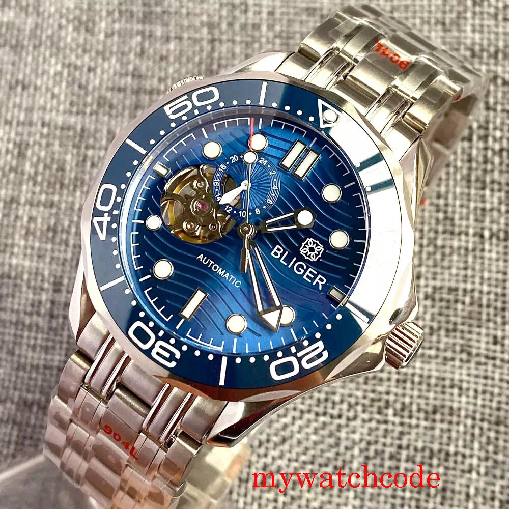 NH39A 41mm Bliger Seamaster Skeleton Sapphire Glass 3ATM TD266