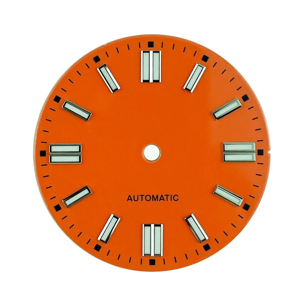 Double bar 28.5mm Watch Dials for NH35A NH38 Movement No Date with BGW9 Lume NH35 Dial Green Orange Blue PzpNqzZr - Tandorio Watches
