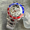 Tandorio 40mm NH70A Automatic Dive Watch 200M Waterproof Skeleton Dial Steel Glass Back - Tandorio Watches