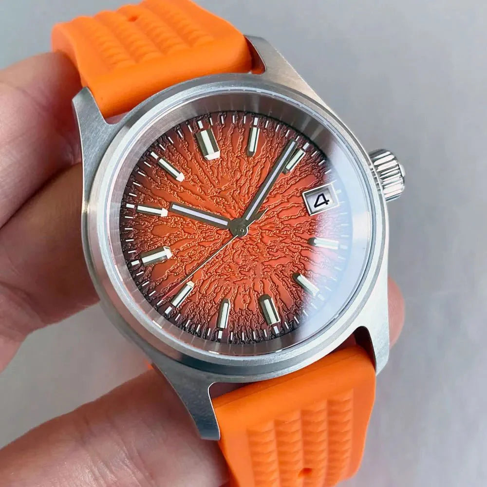 Tandorio Pilot watch 36mm TD105M Blue Red Multicolor Dial NH35A Automatic 200M WR Luminous Sapphire - Tandorio Watches