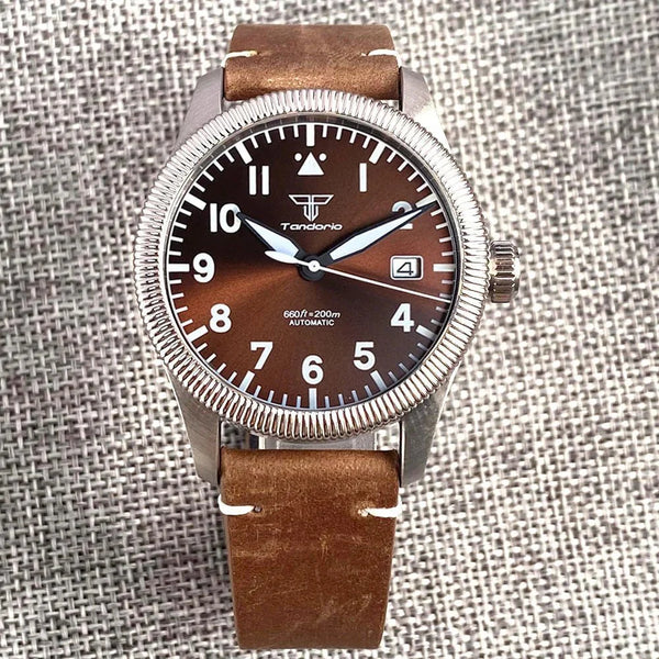 Tandorio Seiko NH35 Automatic 39mm Pilot Military 20Bar Sapphire TD016 - Tandorio Watches