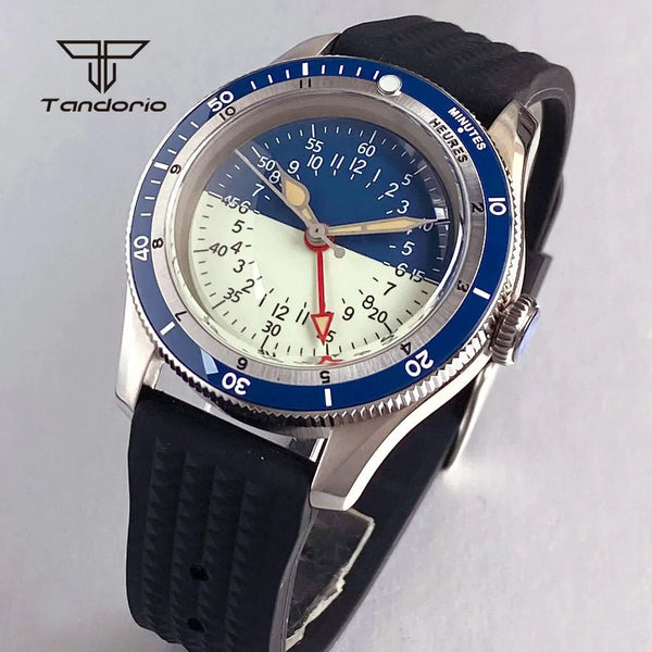 Tandorio TD213 NH34 GMT Watch Serica Homage Full Lume Two Tone Dial Domed Sapphire 20BAR Dive 40mm Men's Fashion Wristwatch - Tandorio Watches
