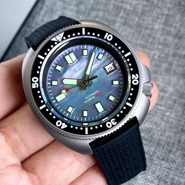 Tandorio Titanium Turtle Diver NH35 Automatic Watch 20ATM 44mm MOP Dial 120clicks Sapphire - Tandorio Watches