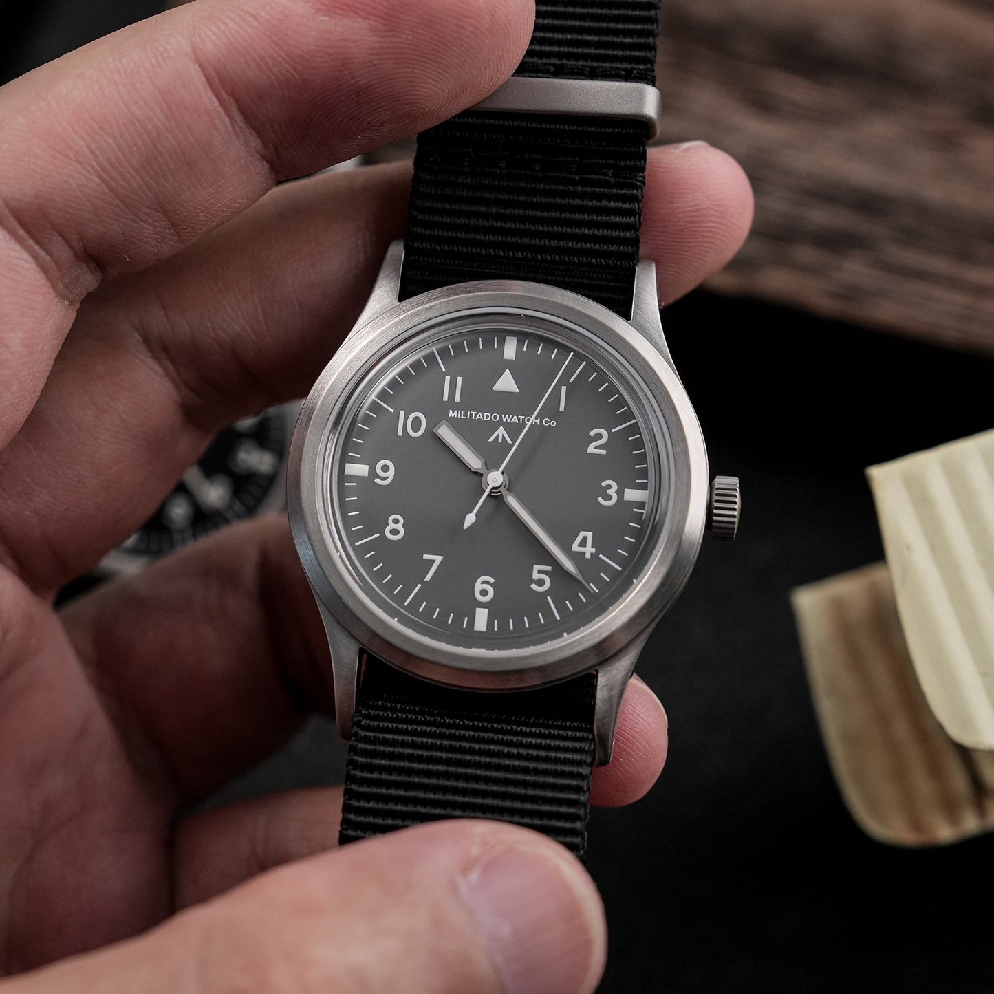 ★618 Big Sale★ Militado 36mm Sapphire Crystal Retro Military Watch VH31/VH65 ML14