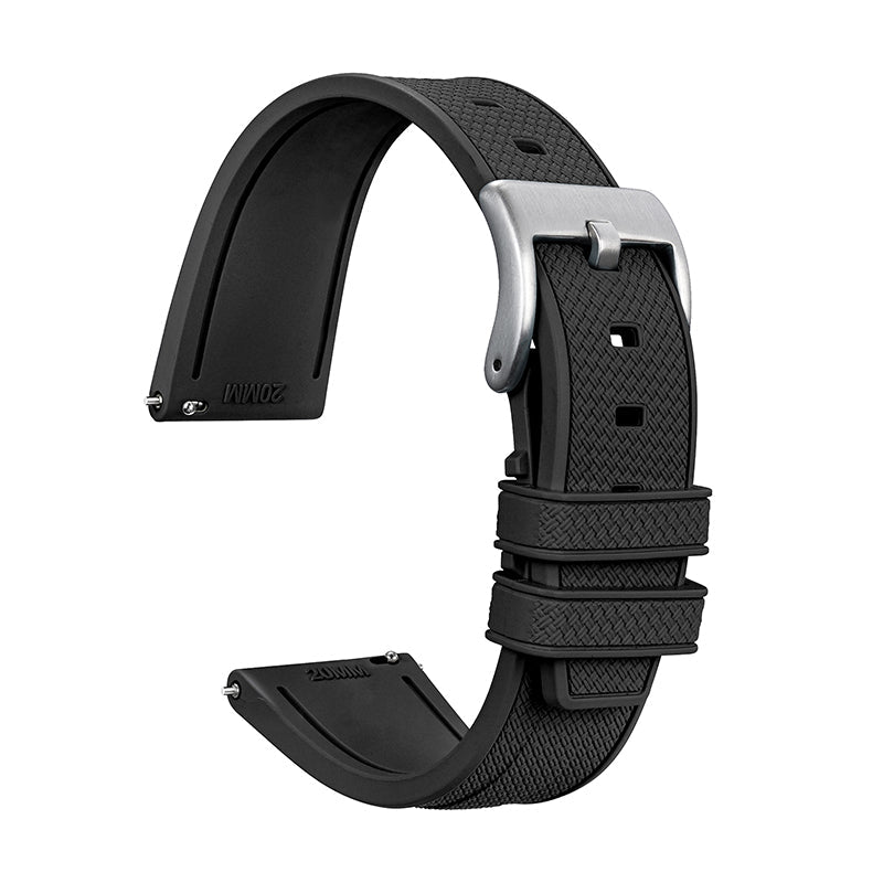 Militado FKM Rubber Watchband  Herringbone Textured  Watch Strap20mm 22mm