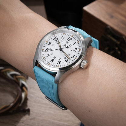 Militado FKM Rubber Watchband  Herringbone Textured  Watch Strap20mm 22mm