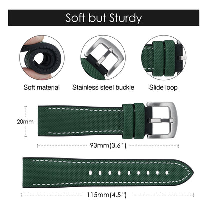 Durable FKM Watch Band Soft Rubber Strap  20mm 22mm