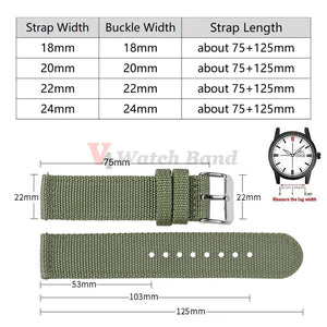 18/20/22/24mm Nylon Watch Band for Seiko Army Military Canvas Woven Nylon Strap Quick Release Wristband Men's Sport Watch Bands - Tandorio Watches