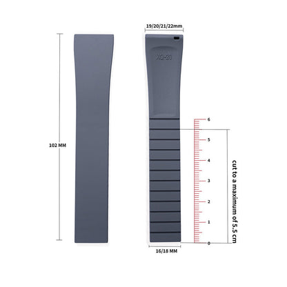 Cut-to-Size FKM Rubber Watch Strap 18mm/20mm/21mm/22mm