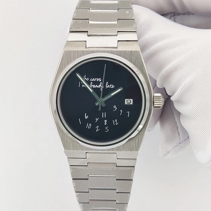 Special Dial PRX Watch Seiko nh35 Who cares i'm already late  Sapphire 40MM 5Bar Dress