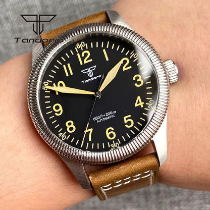 Tandorio Seiko NH35 Automatic 39mm Pilot Military 20Bar  Sapphire TD116