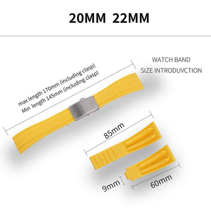 Cut-to-Size TPU Rubber Watch Band 20mm 22mm Buckle Optional