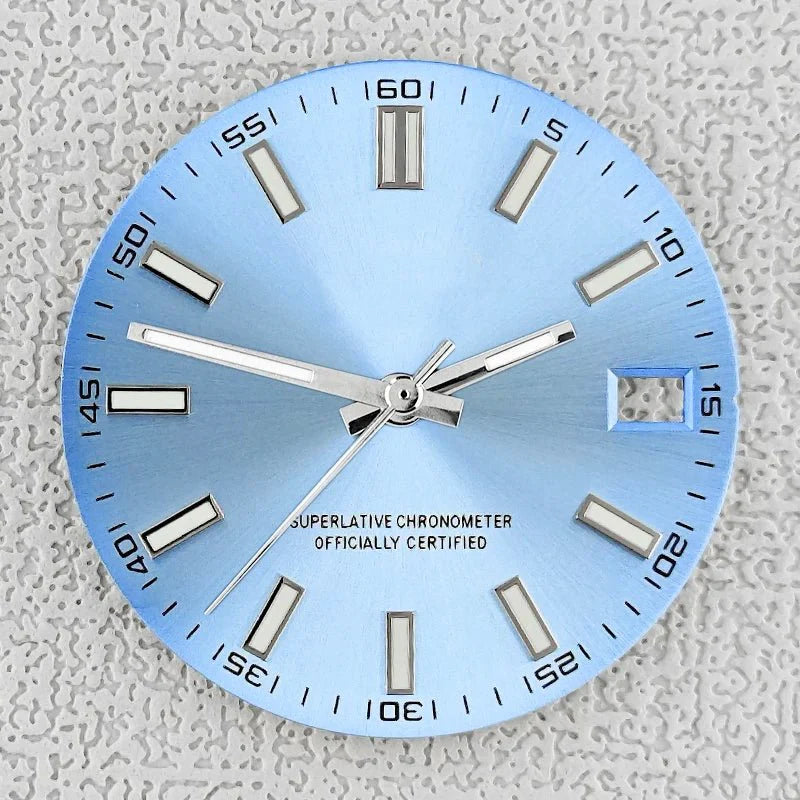 28.5mm double bar date window Watch Dial With Watch Hands Date Just Luminous Sunray Fit NH35 NH36 Watch Faces Automatic Movement - Tandorio Watches