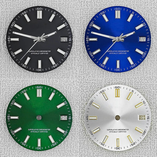 28.5mm double bar date window Watch Dial With Watch Hands Date Just Luminous Sunray Fit NH35 NH36 Watch Faces Automatic Movement - Tandorio Watches
